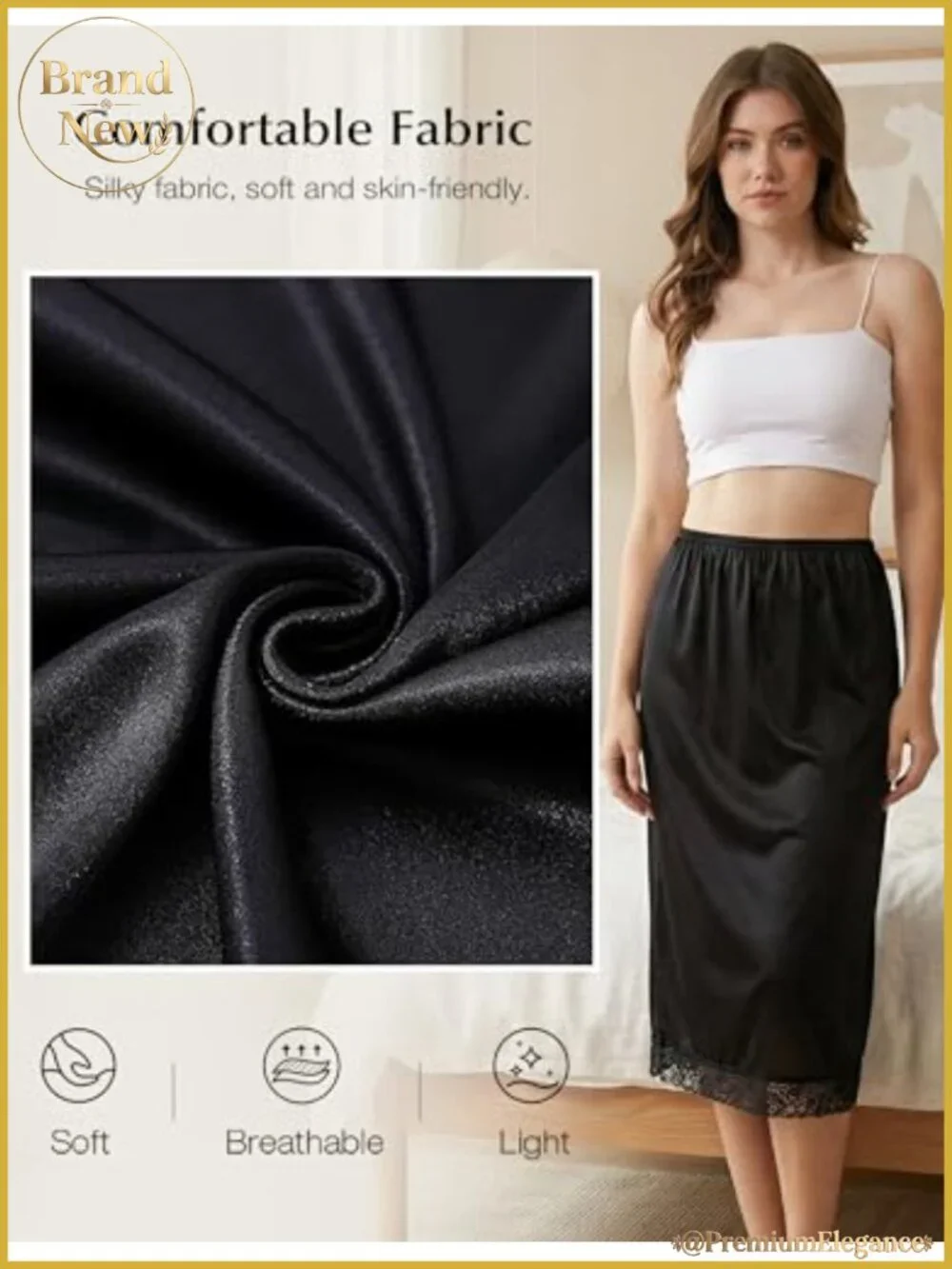 Women's Half Slip A-Line Lace Trim Mini Underskirt Silky Polyester